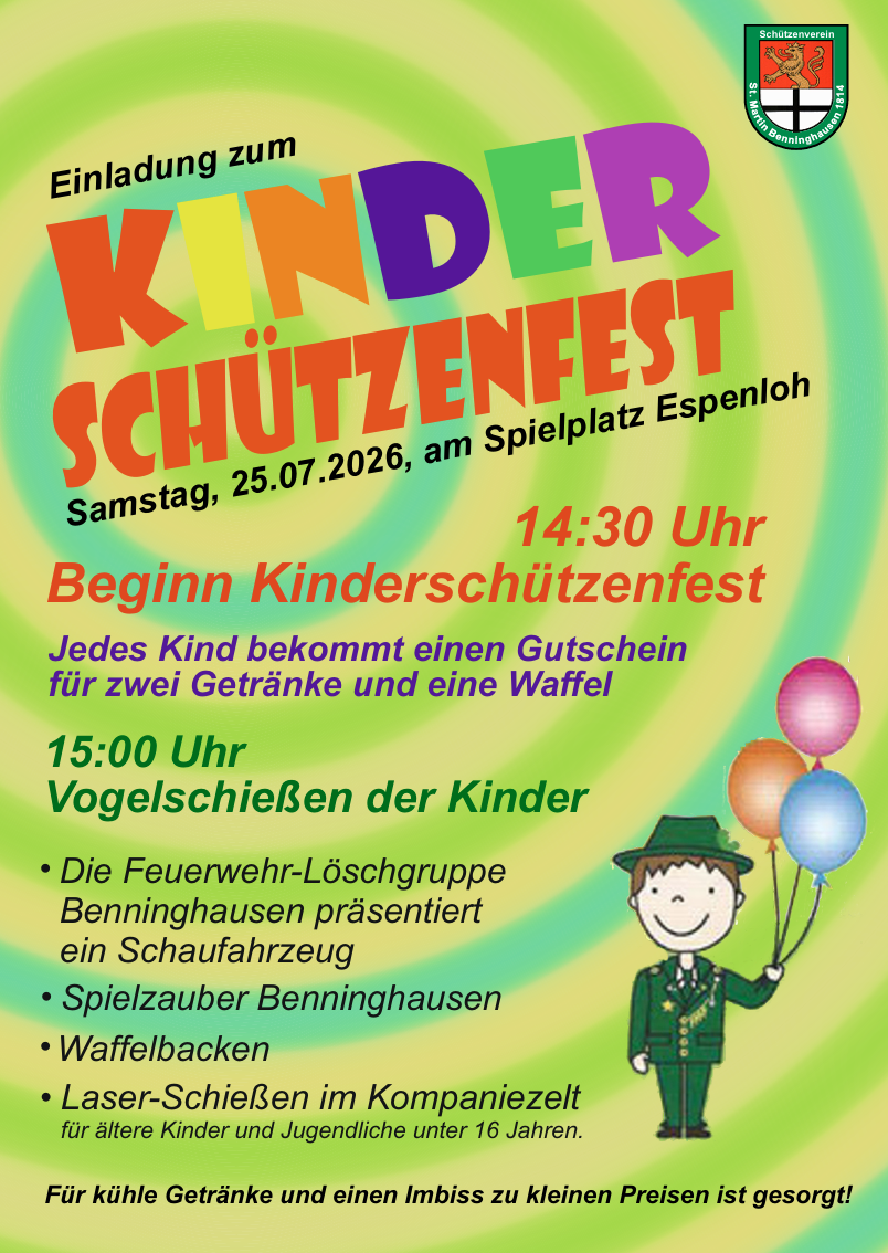 Einladung zum Kinderschützenfest 2026