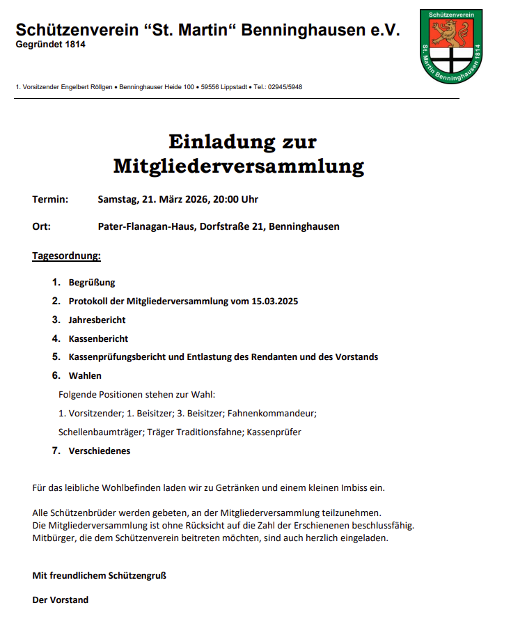Mitgliederversammlung 2026
